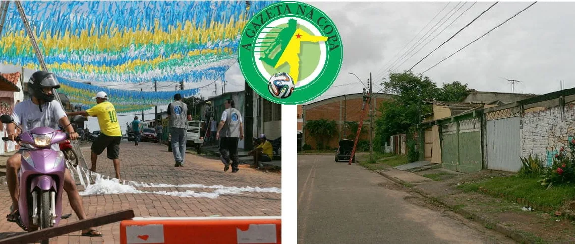 Enquanto parte da cidade aguarda com ânimo o mundial, a rua do acidente com o cilindo aparenta tristeza