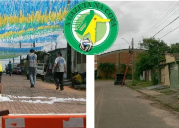 Enquanto parte da cidade aguarda com ânimo o mundial, a rua do acidente com o cilindo aparenta tristeza