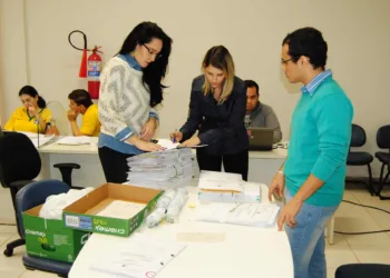 Servidores do Tribunal em trabalho de análise ontem