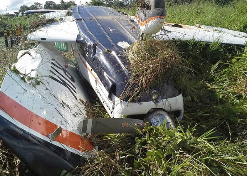 Avião Minuano após acidente no dia 11 de janeiro do ano passado; ele caiu após decolagem