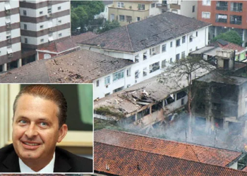 Avião caiu sobre vários imóveis em área residencial de Santos/SP