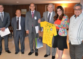 Senador e vice-governadora do Acre se reuniram com a diretoria da CBF, no Rio de Janeiro