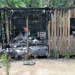 Homem coloca fogo na casa da família e deixa esposa e 3 filhas sem ter onde morar