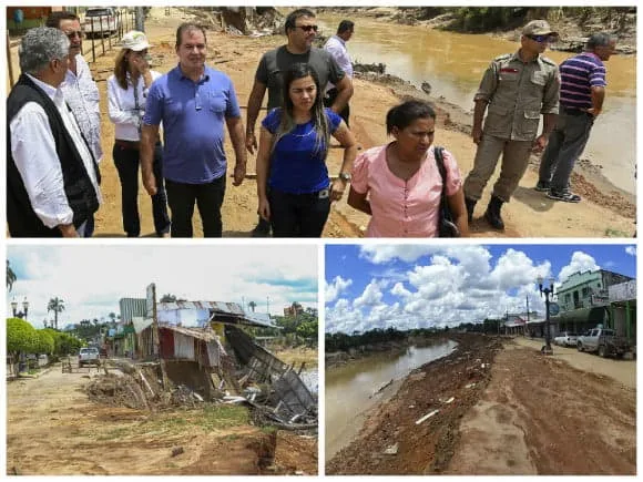 Governador visitou Brasileia e Epitaciolândia para analisar os estragos da cheia