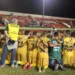 Jogadores do Galvez comemoram classificação na prorrogação e inédita. (foto: João Paulo Maia)