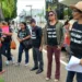 Professores e funcionários fizeram paralisação ontem. (Foto: Quesia Melo/ G1)