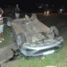 Mulher perde controle de carro e capota na BR-364