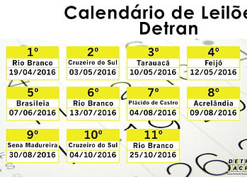Detran do Acre divulga o calendário de leilões de veículos para 2016