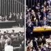 Dois momentos que mostram o resultado das votações na Câmara Federal que resultaram no prosseguimento do processo de impeachment para o Senado