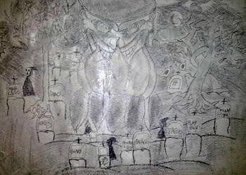 Túmulos foram desenhados nos alojamentos do Centro