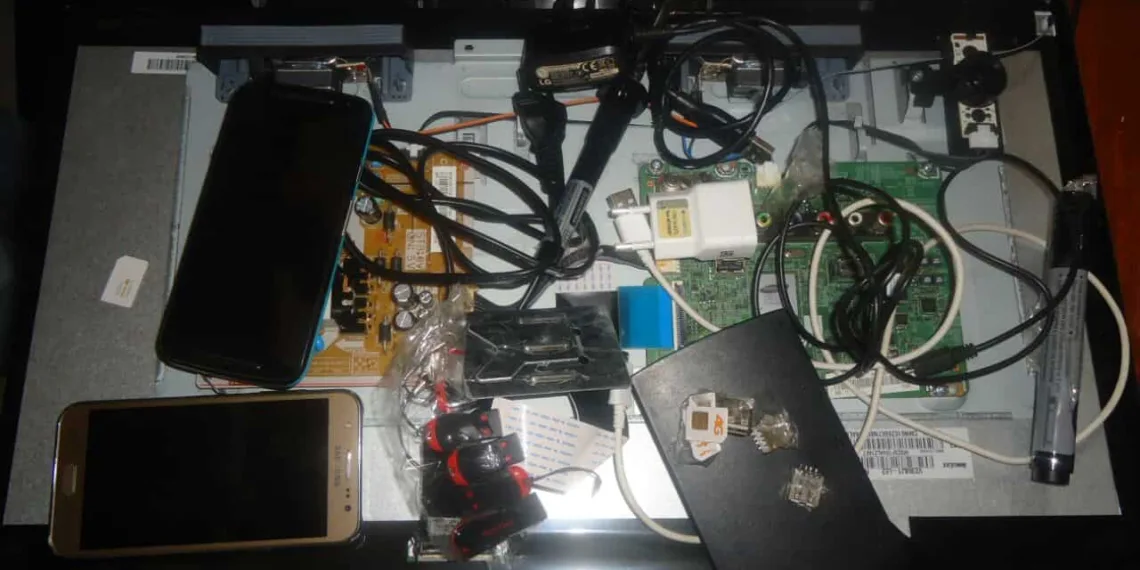 Agentes penitenciários apreendem celulares dentro de televisor, com ajuda de Raio-X