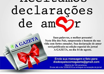 Jornal A GAZETA vai publicar sua mensagem de amor no Dia dos Pais