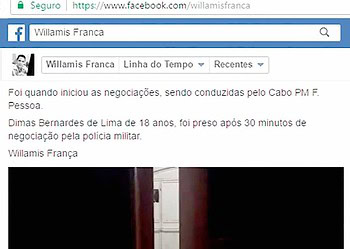 Assalto com refém é transmitido por rede social em Rio Branco