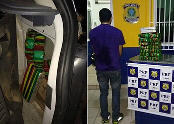 Após vistoria, policiais apreendem 16 kg de droga em automóvel