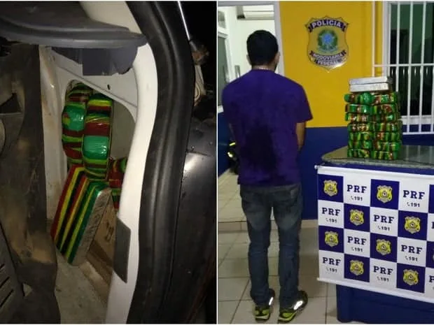 Após vistoria, policiais apreendem 16 kg de droga em automóvel