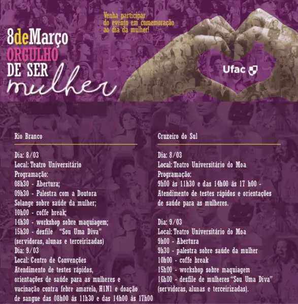 Ufac promove atividades sobre Dia da Mulher 1 Ufac promove atividades sobre Dia da Mulher