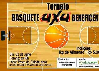 Grupo realiza torneio 4x4 beneficente de Basquete para ajudar jogador