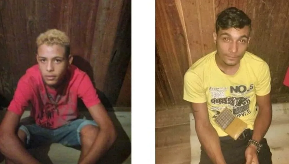 Richard Rodrigues, de 16 anos, (de camisa vermelha) e Lucas Dennedy Freire de Souza, de 20 anos, (camisa amarela) (Foto Divulgação/Polícia Civil)