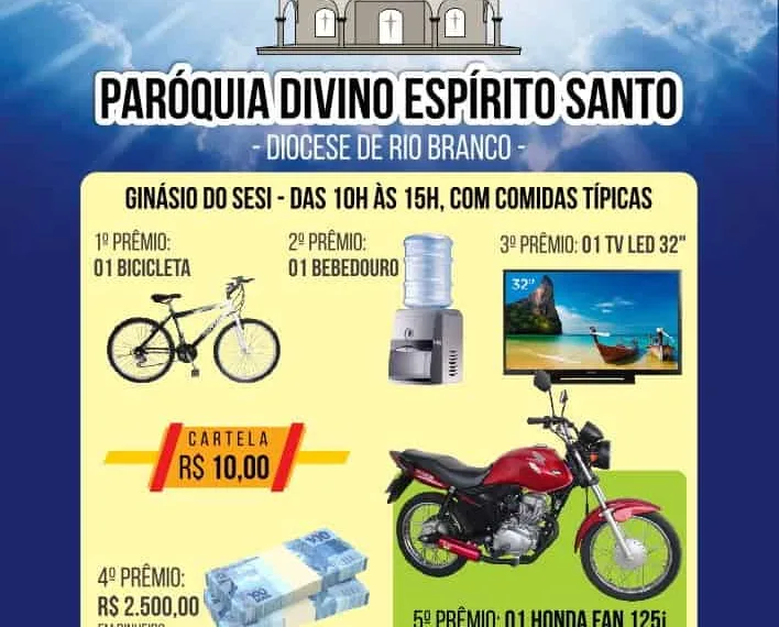 Paróquia Divino Espírito Santo realiza arraial no próximo domingo, 6