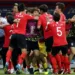 Kazan (Russian Federation), 27/06/2018.- Players of South Korea celebrate the opening goal during the FIFA World Cup 2018 group F preliminary round soccer match between South Korea and Germany in Kazan, Russia, 27 June 2018. (RESTRICTIONS APPLY: Editorial Use Only, not used in association with any commercial entity - Images must not be used in any form of alert service or push service of any kind including via mobile alert services, downloads to mobile devices or MMS messaging - Images must appear as still images and must not emulate match action video footage - No alteration is made to, and no text or image is superimposed over, any published image which: (a) intentionally obscures or removes a sponsor identification image; or (b) adds or overlays the commercial identification of any third party which is not officially associated with the FIFA World Cup) (Mundial de Fútbol, Abierto, Corea del Sur, Rusia, Alemania) EFE/EPA/ROBERT GHEMENT EDITORIAL USE ONLY