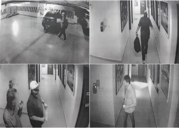 Imagens das câmeras de segurança flagram servidores retirando envelopes e mochilas de dentro da Aleac