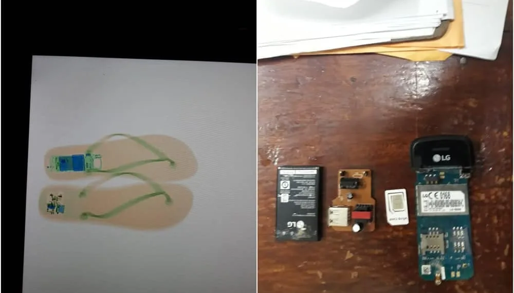 Detento é flagrado tentando entrar em presídio com celular escondido em sandália