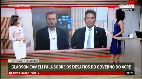 Na Globo News, Gladson Cameli fala sobre Saúde, Segurança e Agronegócio