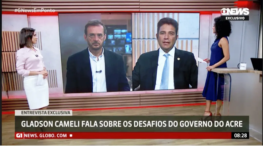 Na Globo News, Gladson Cameli fala sobre Saúde, Segurança e Agronegócio