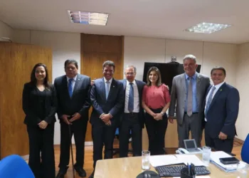 Governador Gladson Cameli, ao centro, com o ministro Paulo Guedes, e parte da bancada acreana em Brasília (Foto Fernanda Camargo Gabinete da senadora Mailza Gomes)