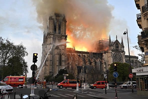 PARIS, FRANCE - APRIL 15, 2019: Notre-Dame de Paris, a Catholic cathedral founded in the 11th century, has caught fire. Best quality available. Stoyan Vassev/TASS (Photo by Stoyan VassevTASS via Getty Images)