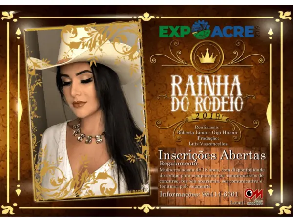 Inscrições para o Certame Rainha do Rodeio da Expoacre 1 Inscrições para o Certame Rainha do Rodeio da Expoacre