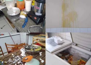 Vândalos invadem escola, fritam ovos para comer e furtam carnes de cantina