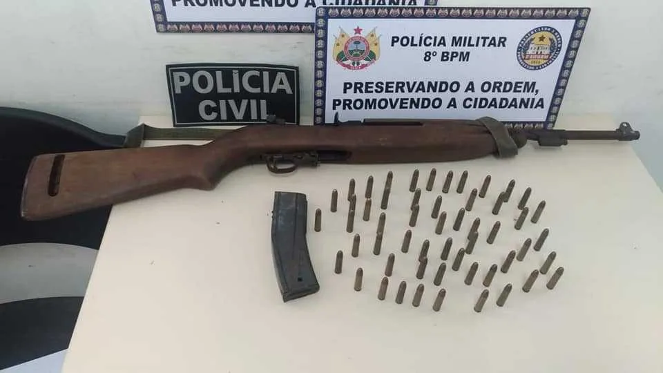 Operação conjunta apreende uma carabina de uso restrito e quantidade expressiva de munição