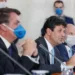 O Presidente da República, Jair Bolsonaro e o ministro da Saúde, Luiz Henrique Mandetta, durante coletiva à imprensa