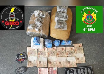 A polícia apreendeu entorpecente e dinheiro (Foto: Ascom PMAC)