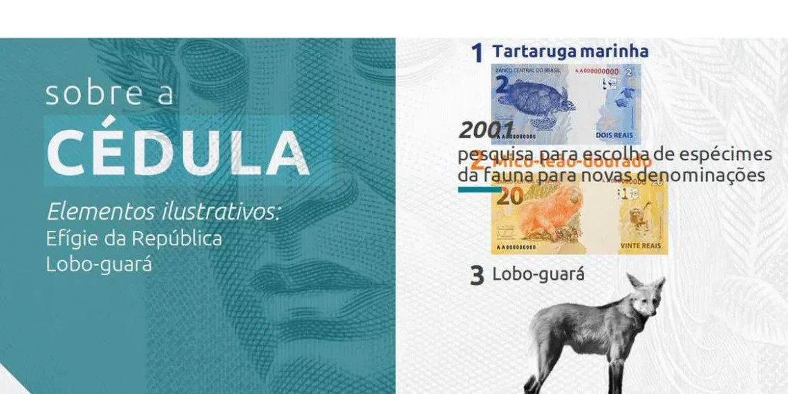 A cédula terá como personagem o lobo-guará (Foto: Divulgação / Banco Central)