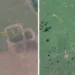 Da esquerda para a direita, como está hoje o sítio arqueológico e como era antes do aterramento (Foto: Reprodução internet)