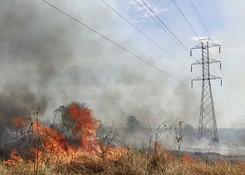 Queimadas podem danificar cabos e estruturas, interrompendo o fornecimento de energia