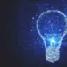Abstract glowing polygonal on starry sky background. Idea and future concept. 3D Rendering