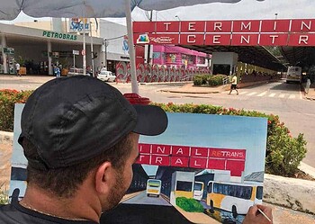 Terminal central "linha do tempo, alagação 2015" (Foto: Cedid)