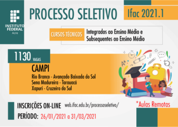 Abertas inscrições para cursos técnicos gratuitos e com aulas online do Ifac