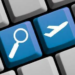 Search for flights online - symbols on computer keyboard
