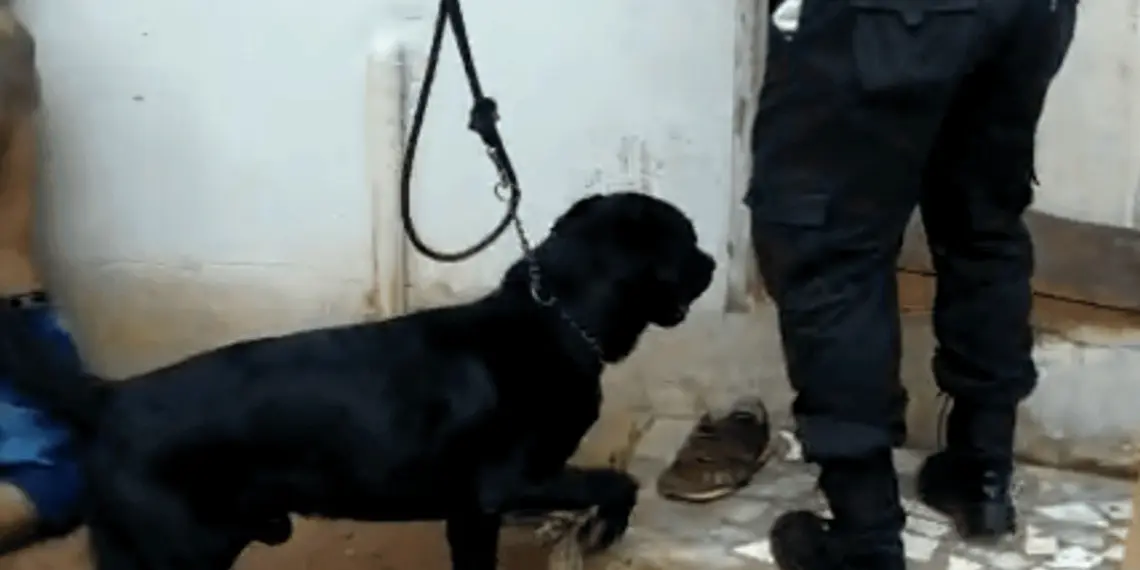 Cão farejador ajuda a encontrar drogas em máquina de lavar, durante prisão 1 cão farejador