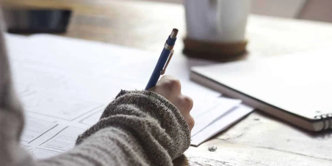 estudante, estudo, caderno, escrever