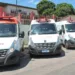 Quatro das oito novas ambulâncias que foram entregues no Juruá (Foto: Diego Silva)