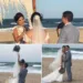 Com os pés na areia e a brisa do mar, assim foi o momento do ‘sim eu aceito’ dos noivos Débora Giffoni  e Renan Montefusco