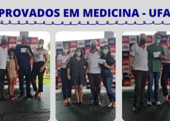 A direção do Colégio Meta e o orgulho dos três alunos aprovados no Curso de Medicina da Universidade Federal do Acre