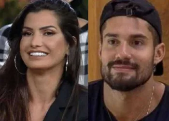 Bil Araújo e Marina Ferrari são flagrados aos beijos em festa