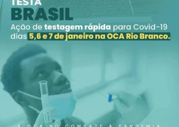 A OCA de Rio Branco em parceria com a SESACRE e a Prefeitura de Rio Branco, preparou para os dias 05, 06 e 07, uma programação de testagem rápida de COVID e vacinação