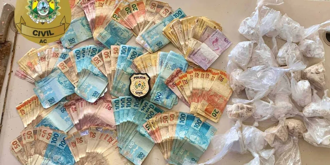 droga e dinheiro apreendido Feijó Polícia Civil